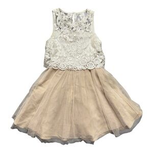 SOLD Rare Editions Lace Formal Dress Elegant Tan White Girl’s Size 8